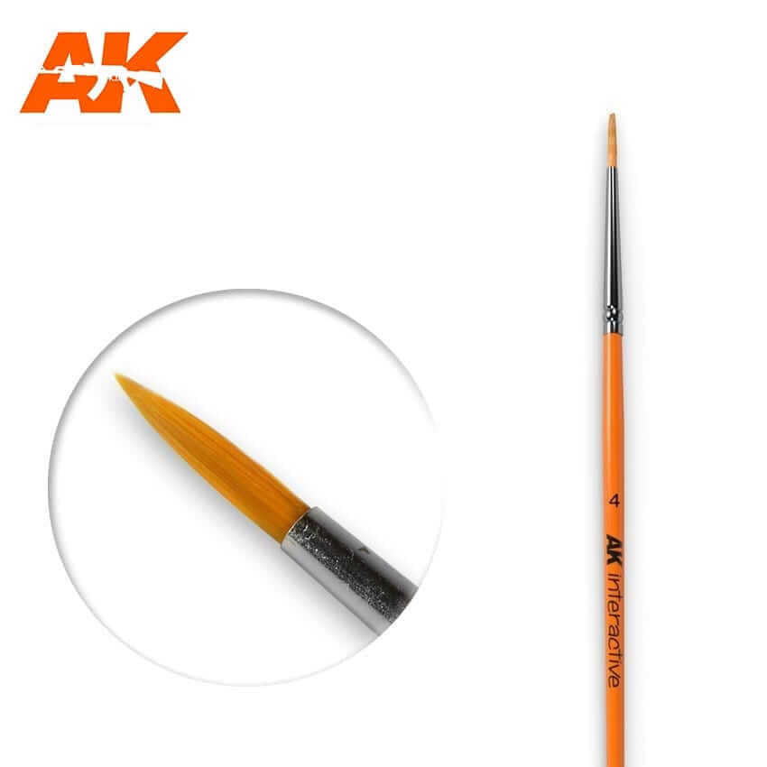 AK Interactive #4 Size Paintbrush Round Synthetic 605